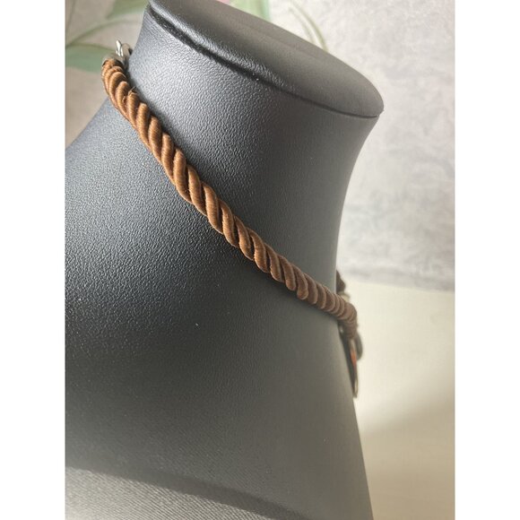 Vintage Bohemian Style Rope Necklace With Round Ethnic Pendant - Picture 4 of 5